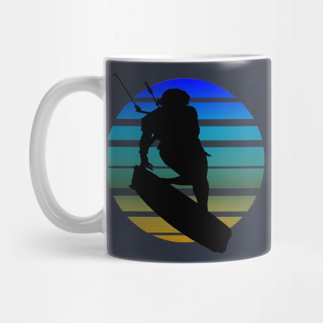 Kitesurfing Female Rider Silhouette Retro Sunset by taiche